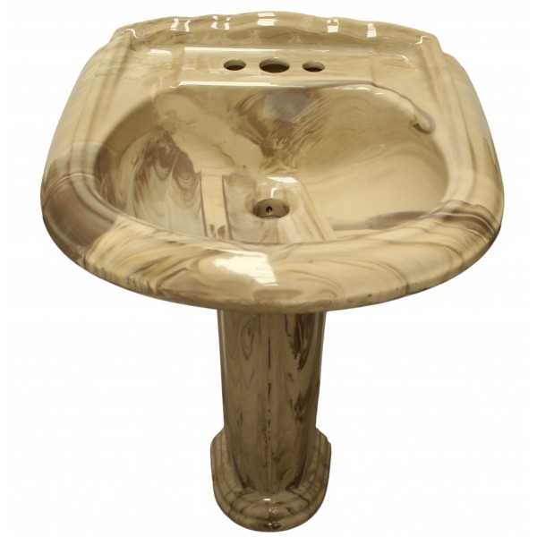 Mexican Talavera Pedestal Sink  Roman Style Marmoleado Royal